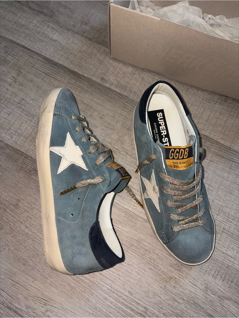 Golden Goose superstar classic blue/gold/ cream size 39